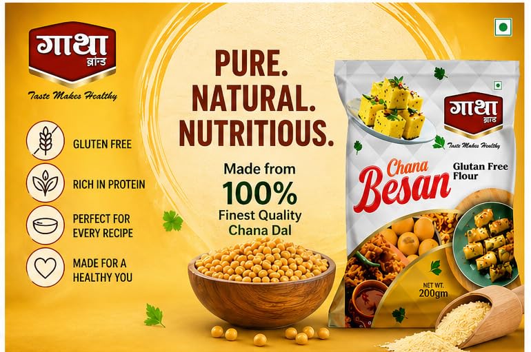 Image of Gatha Besan (Gram Flour) 250 gm each (pack of 2) - 100% Pure Chana Dal Flour | Finely Ground | No Preservatives, No Chemicals | Ideal for Pakora, Sweets & Daily Cooking