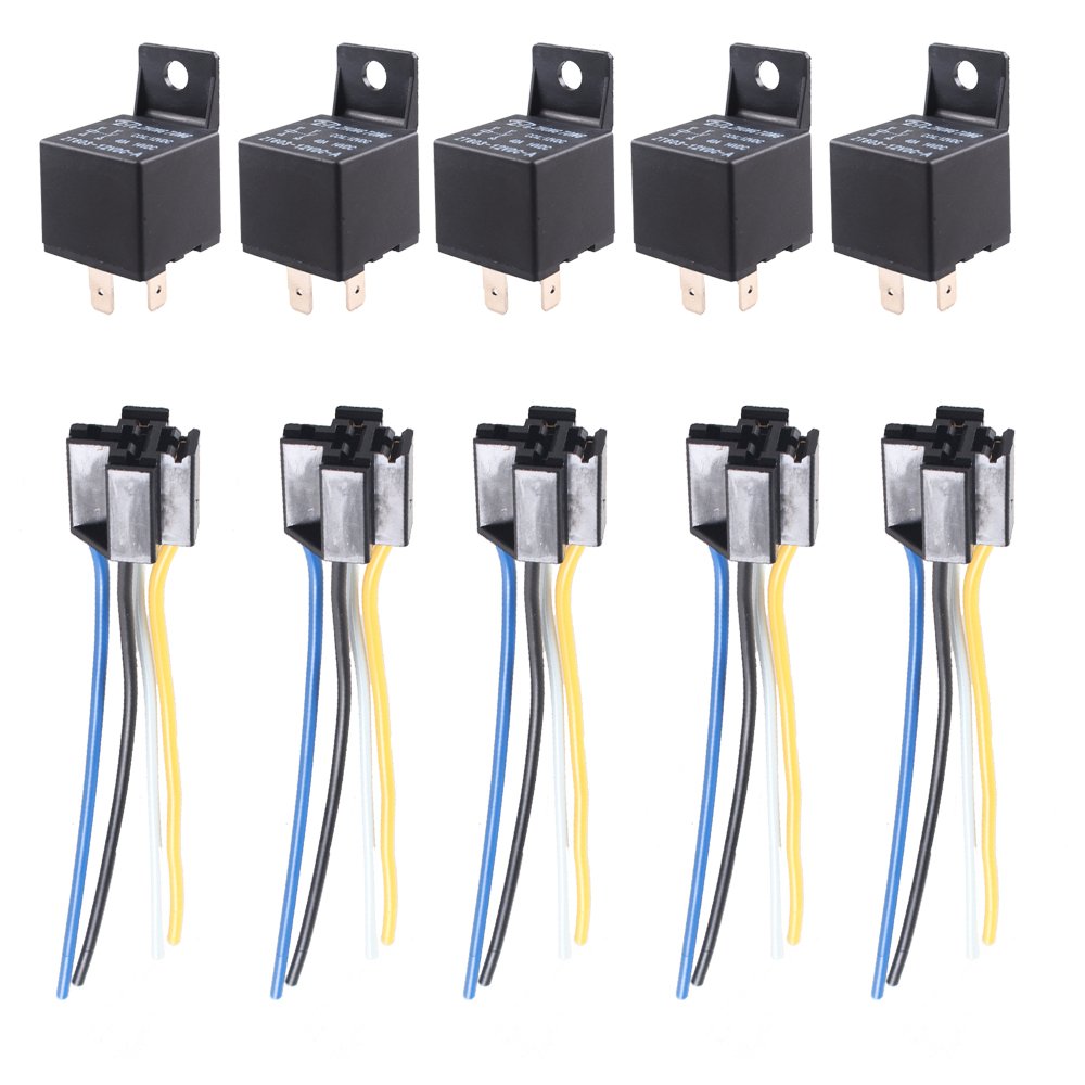 Lot De 5 Relais 12V 30A Pour Voiture - Relais 4 Broches Usage Universel