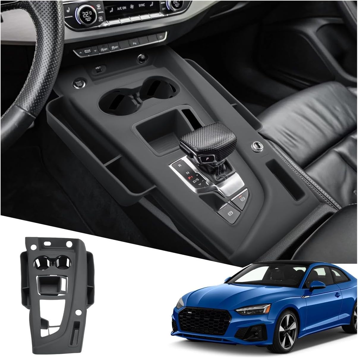 ECOZEN Center Console Organizer Tray For 2020-2024 Audi A5 & 2020-2025 Audi A4/S4 - Silicone Cover Center Console Anti Scratch Protective Pad Storage Tray For 2020-2024 A4/S4/A5 Interior Accessories