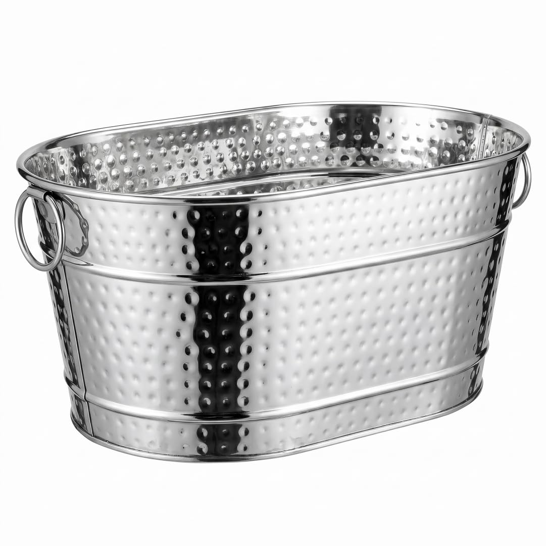 Cubo para Bebidas, Cubo de Hielo, metálico para Vino y Cerveza con Asas, Capacidad de 11 litros para Fiestas, Bares, Entretenimiento, para Bebidas