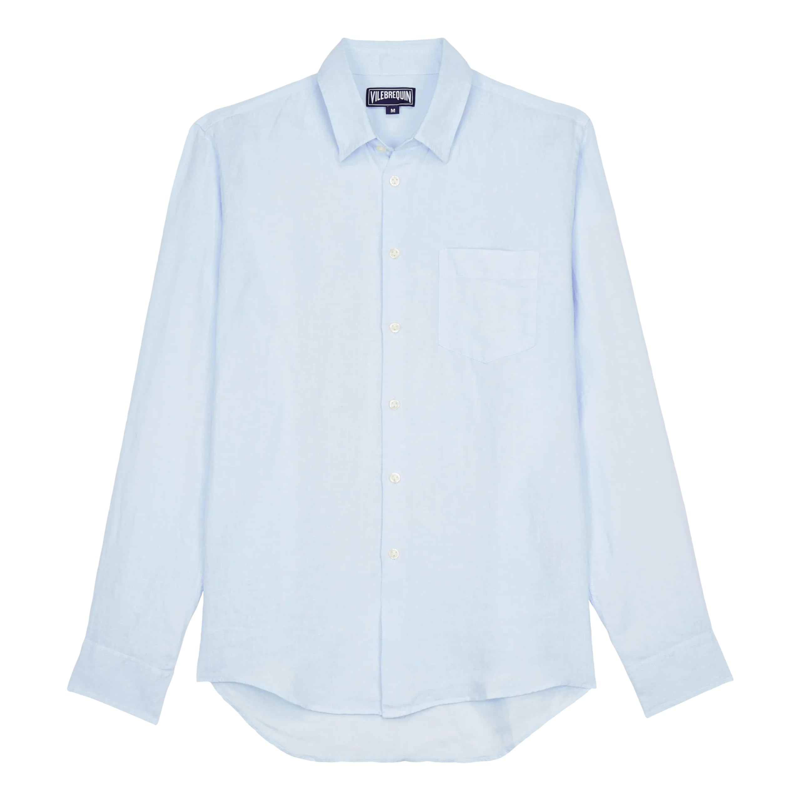 Vilebrequin, Camicia Uomo in Lino Tinta Unita, XXL, Azzurro Cielo