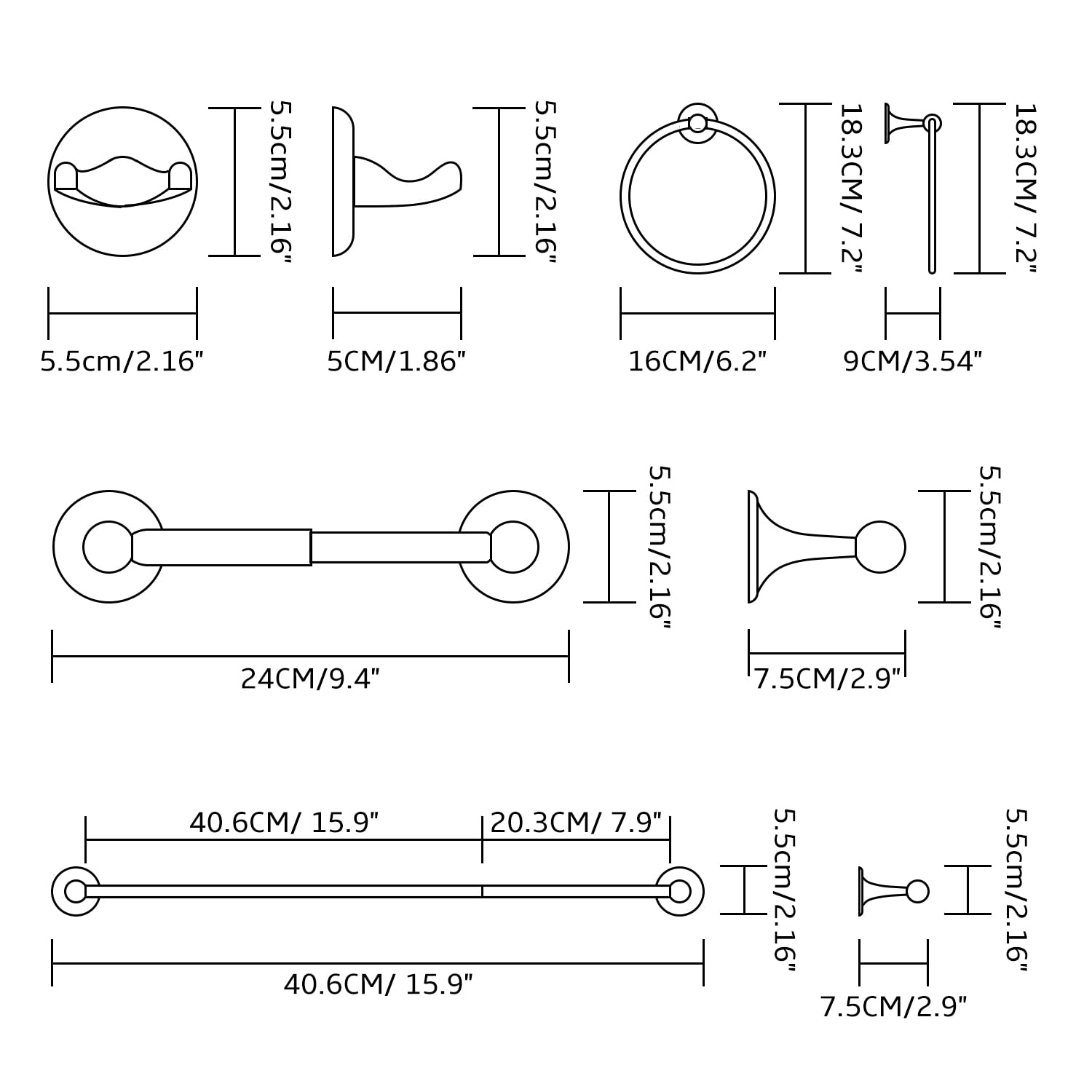 BGL Badezimmer-Zubehör-Set, galvanisiert, Wandmontage, verstellbare Handtuchstange, Bademantelhaken, Toilettenpapierhalter, Handtuchring, 4-teilig, glänzendes Grau