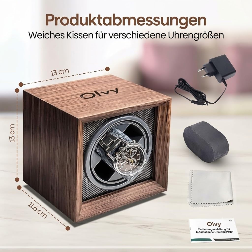 Olvy Uhrenbeweger Automatikuhren 1 Uhr Leiser Motor Holz