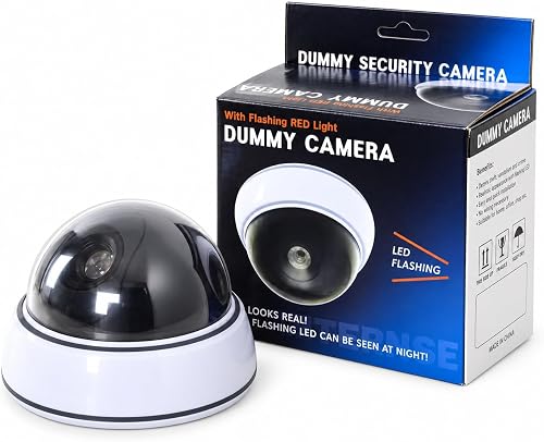 Dummy Security Camera Dome with Flashing Red LED Light