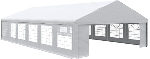 Miniatura 1 de Outsunny Tienda de campaña y garaje para fiestas de 39 x 23 pies tienda grande para exteriores con paredes laterales y ventanas extraíbles tiendas