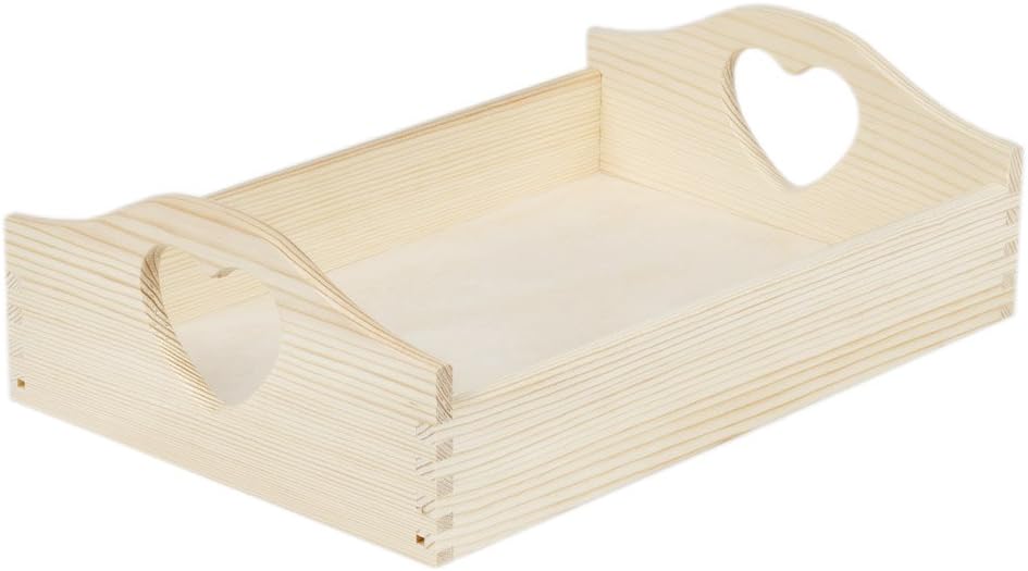 Wooden tray 20 x 30 cm heart handle serving tray