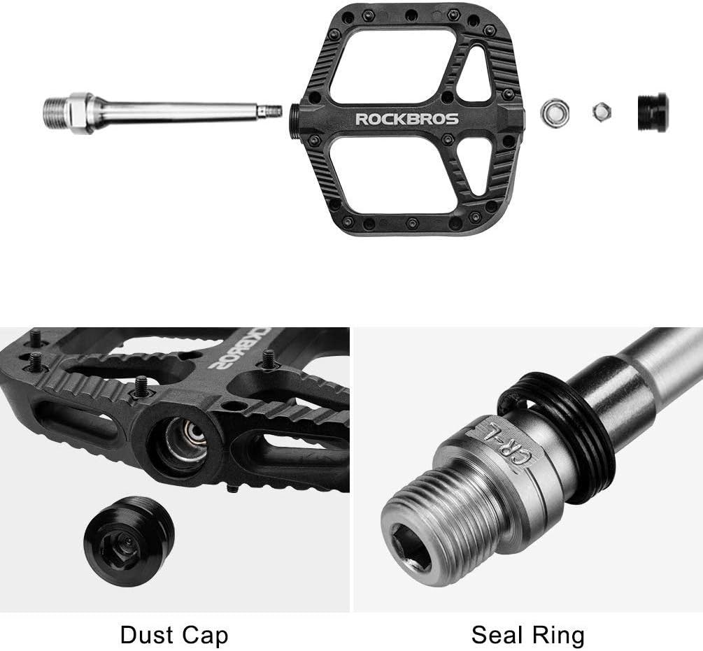ROCKBROS Mountain Bike Pedals, Non-slip MTB Nylon Fiber Pedals, 3 Sealed Bearings Bicycle Cycling Pedals - Image 4
