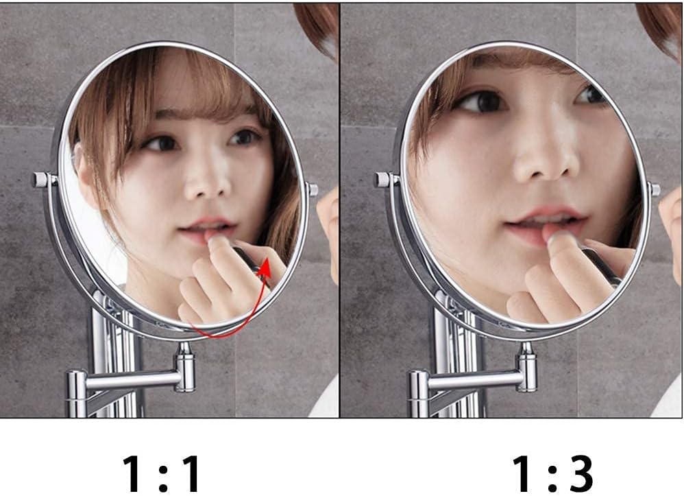 Beauty Bathroom Mirror Magnification Sided Rotate Punch Free Wall Mounted Detachable Antiskid Flexible Shower Mirror for Washrooms Bedroom