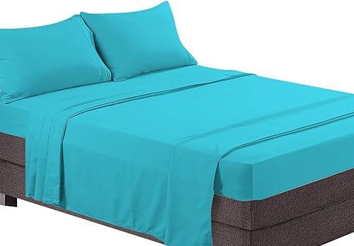 Miniatura 3 de Epic Cotton Juego de sábanas de 4 piezas, tamaño individual, bolsillo de 15 pulgadas, 1000 hilos, 100% algodón egipcio, tejido de satén, color azul
