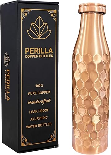 Miniatura 13 de Perilla Home Botella de agua de cobre puro de 34 onzas, a prueba de fugas, 100% pura, recipiente de cobre ayurvédico, bebe más agua y disfruta