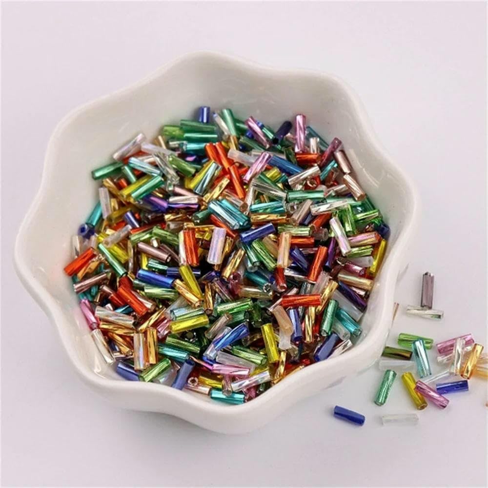 300 cuentas tubulares 11/0 de 2 x 6 mm, cuentas de vidrio helicoidales para pulseras, joyas, confección de vestidos y accesorios de ropa - AB Black17-2 x 6 mm, 450 g, 13500 unidades