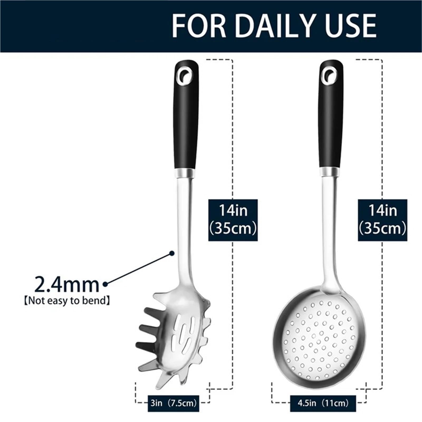 Nudelsieb, Spaghettilöffel, Schlitz-Set aus Edelstahl, robustes Bratwerkzeug for Kochen, Schaumlöffel für Pasta