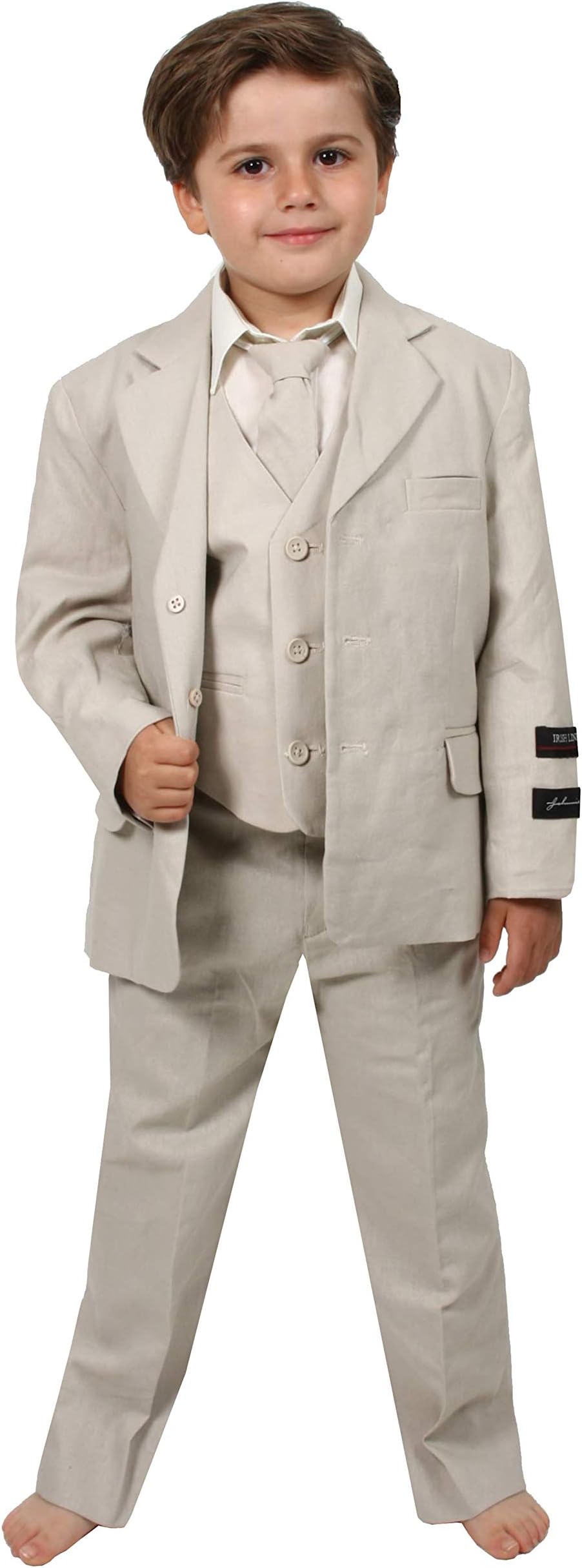 Johnnie Lene Boys Cotton/Linen Natural Summer Suit from Baby to Teen
