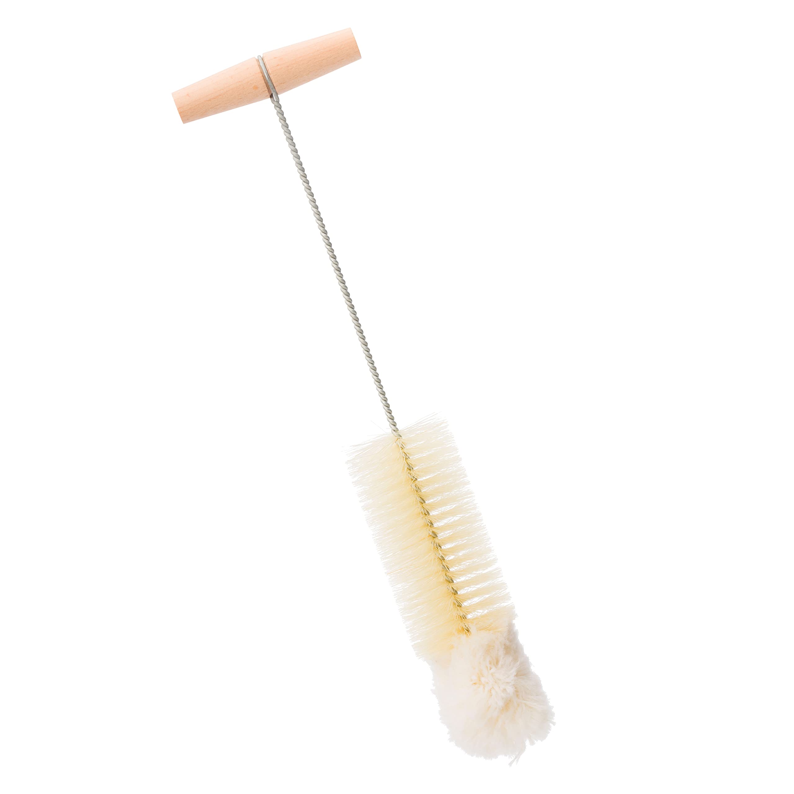 Redecker Bottle Brush with Beechwood Grip, for Soda Bottles/Jars/Specialty Glassware, Tampico Fiber and Wool Bristles, 14 Inches Long, Made in Germany