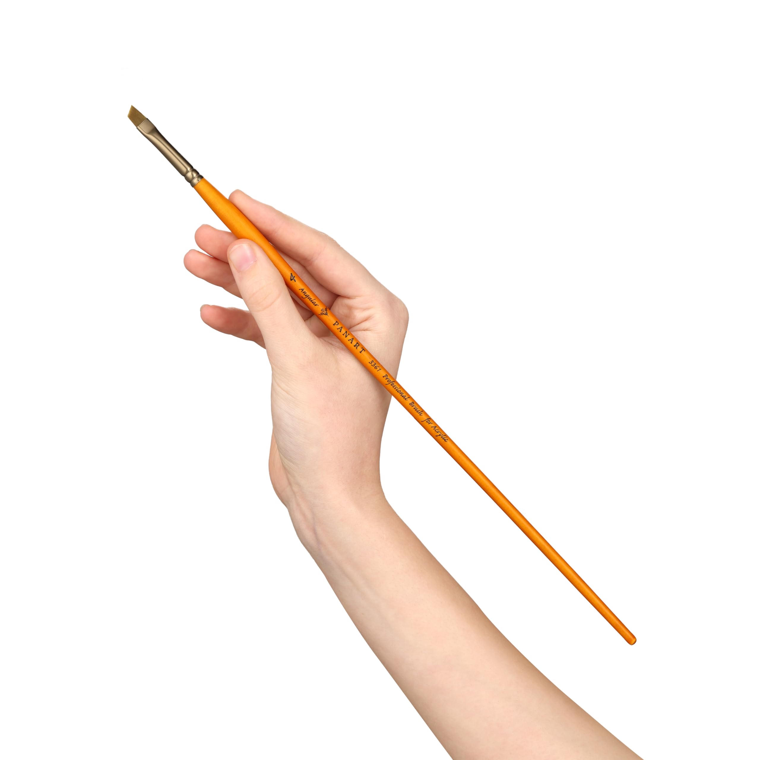 Pan Art Angular Synthetic Brush No. 04 for Acrylic Painting - 1 Piece, Orange, Nr. 04 - Image 3