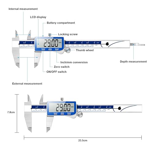 Vista 16 de Calibrador digital herramienta de medición de calibrador electrónico de precisión calibrador vernier digital en pulgadas/milímetros/fracción