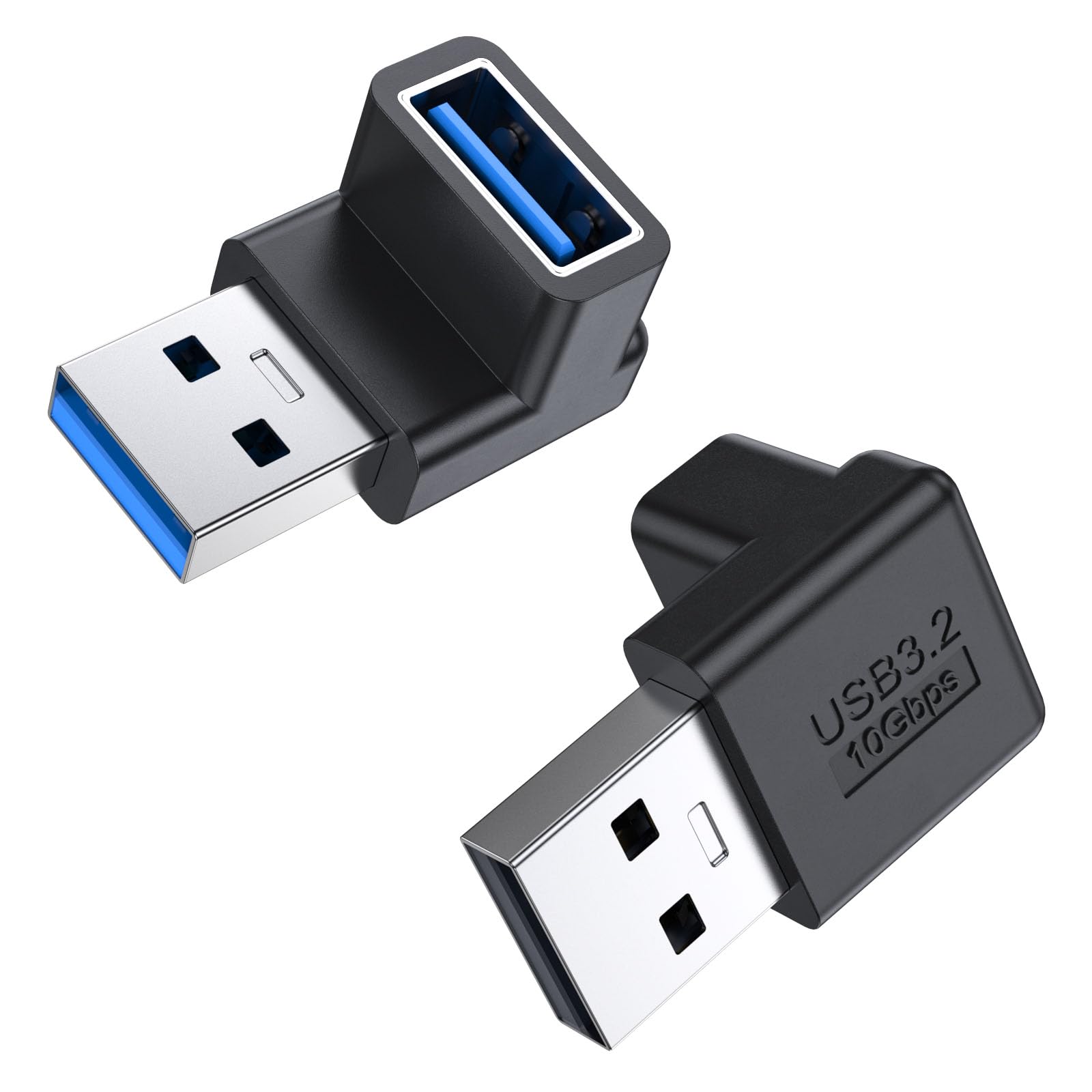 MOGOOD Adattatore USB L 3.2 90° 10Gbps, 2 Pezzi, Connettore Maschio-Femmina Su e Giù, Estensore Compatibile con Laptop, Disco Rigido Esterno, Tastiera.
