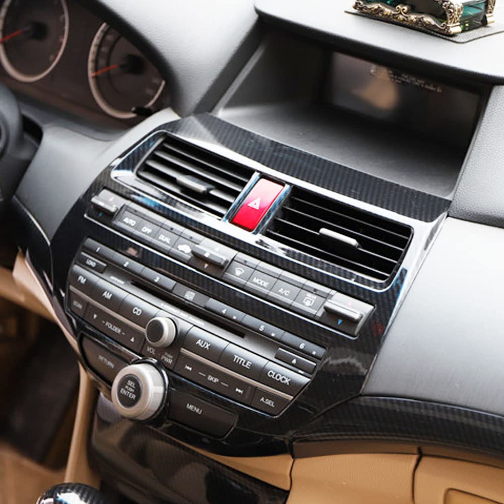 for Honda Accord 2008-2013 Carbon Fiber ABS Accessories Center Console Cover Door Window Lift Switch Armrest Panel Gear Shift Box Air Vent Outlet Trims (Center Console 1pc)