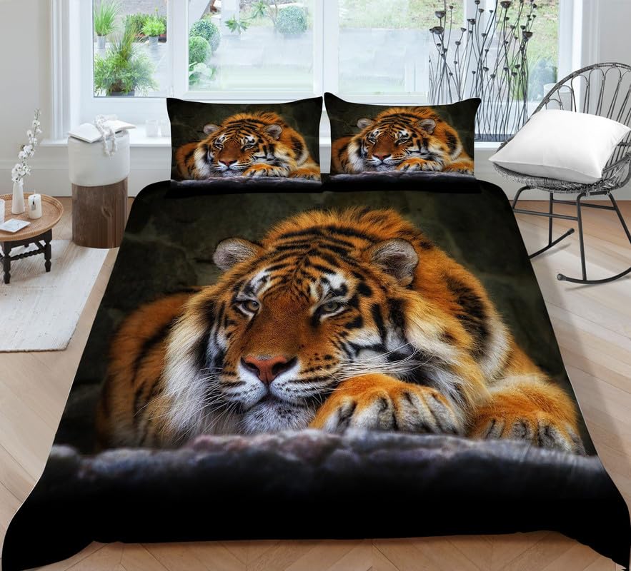 Funda nordica cama 90 tigre negro 155x220 juego de cama infantil suave