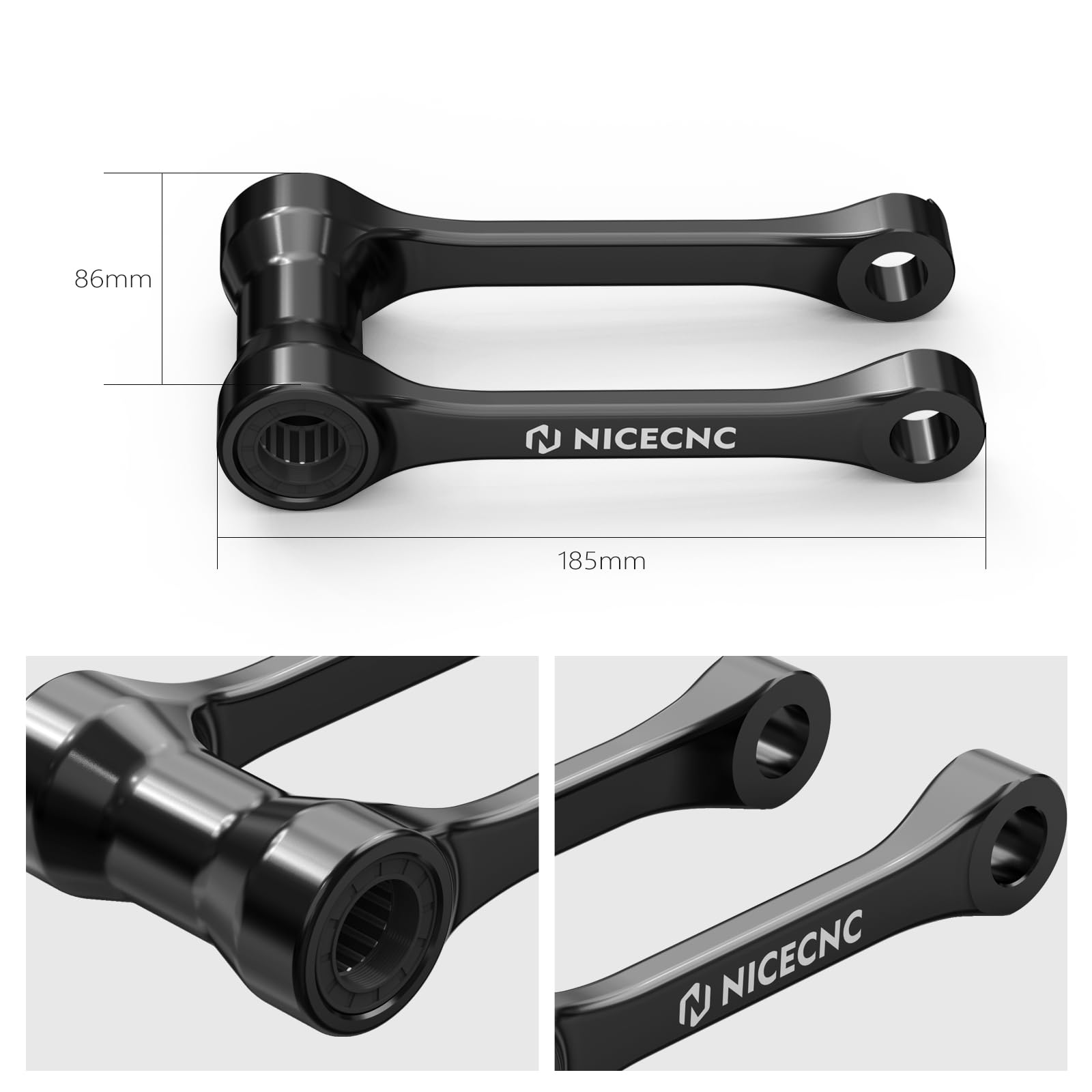 NICECNC - Link di sospensione posteriore inferiore nero compatibile con Yamaha YZ 250 FX 2020-2025 YZ 450 FX 2019-2025, WR 450 F 2016-2025, vedere compatibilità