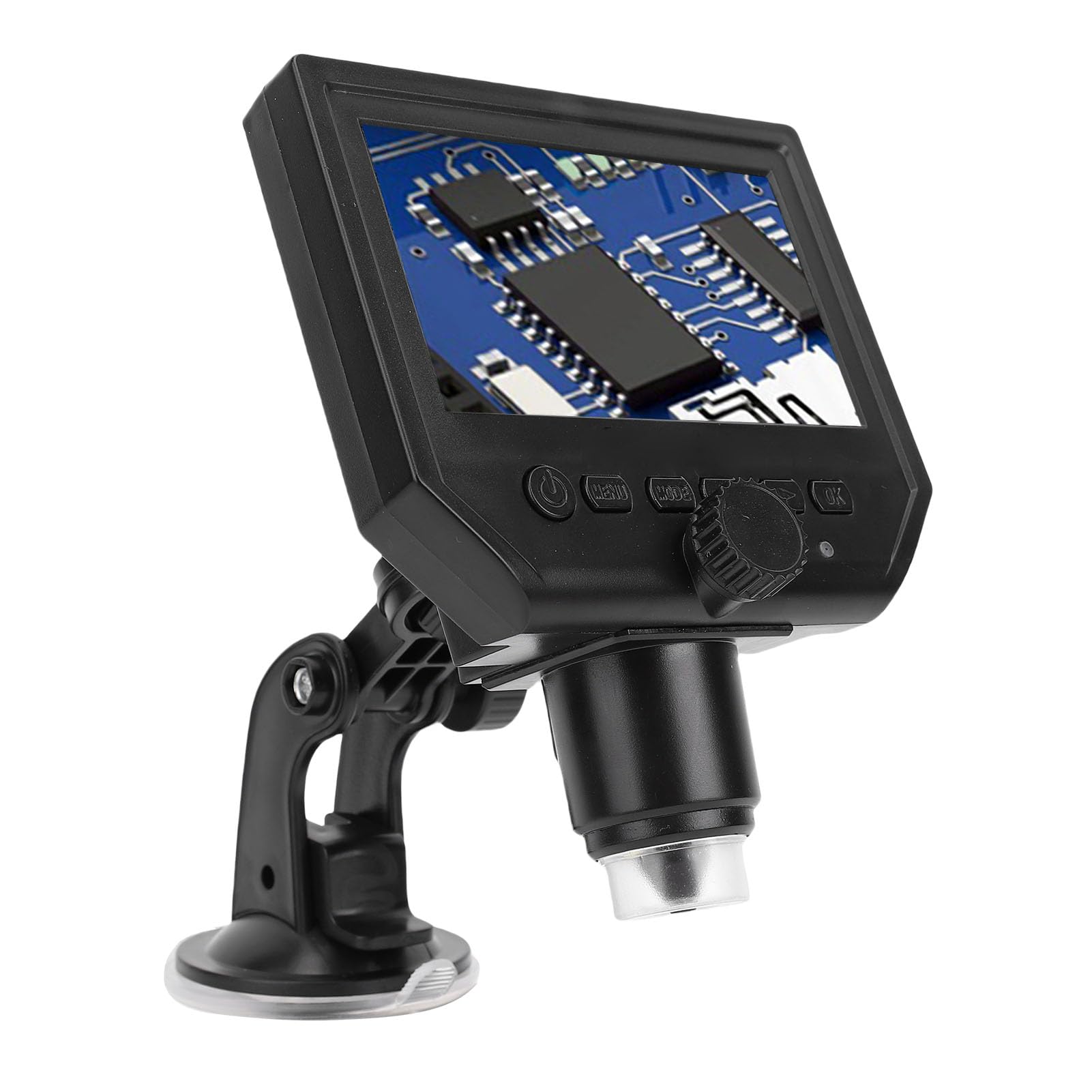 Fabater Microscopio Digital HD 1080P Lupa de Moneda con Aumento de 600x con Pantalla de 4,3 Pulgadas para Trabajos de Soldadura, Lente óptica de Investigación Científica