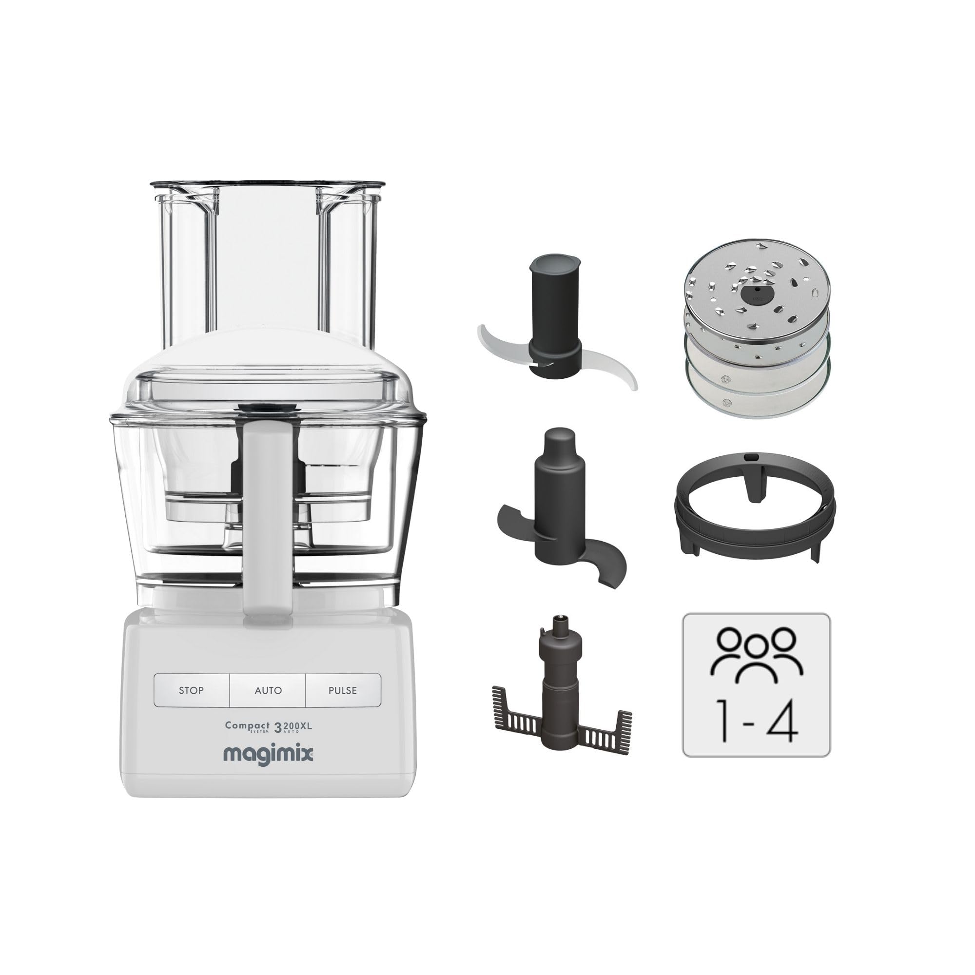 Magimix Multifunctional Kitchen Processor 3200 Bowl 2.6L Plus Citrus Press - Chopper, Blender - Professional Silent Motor - Made in France - White