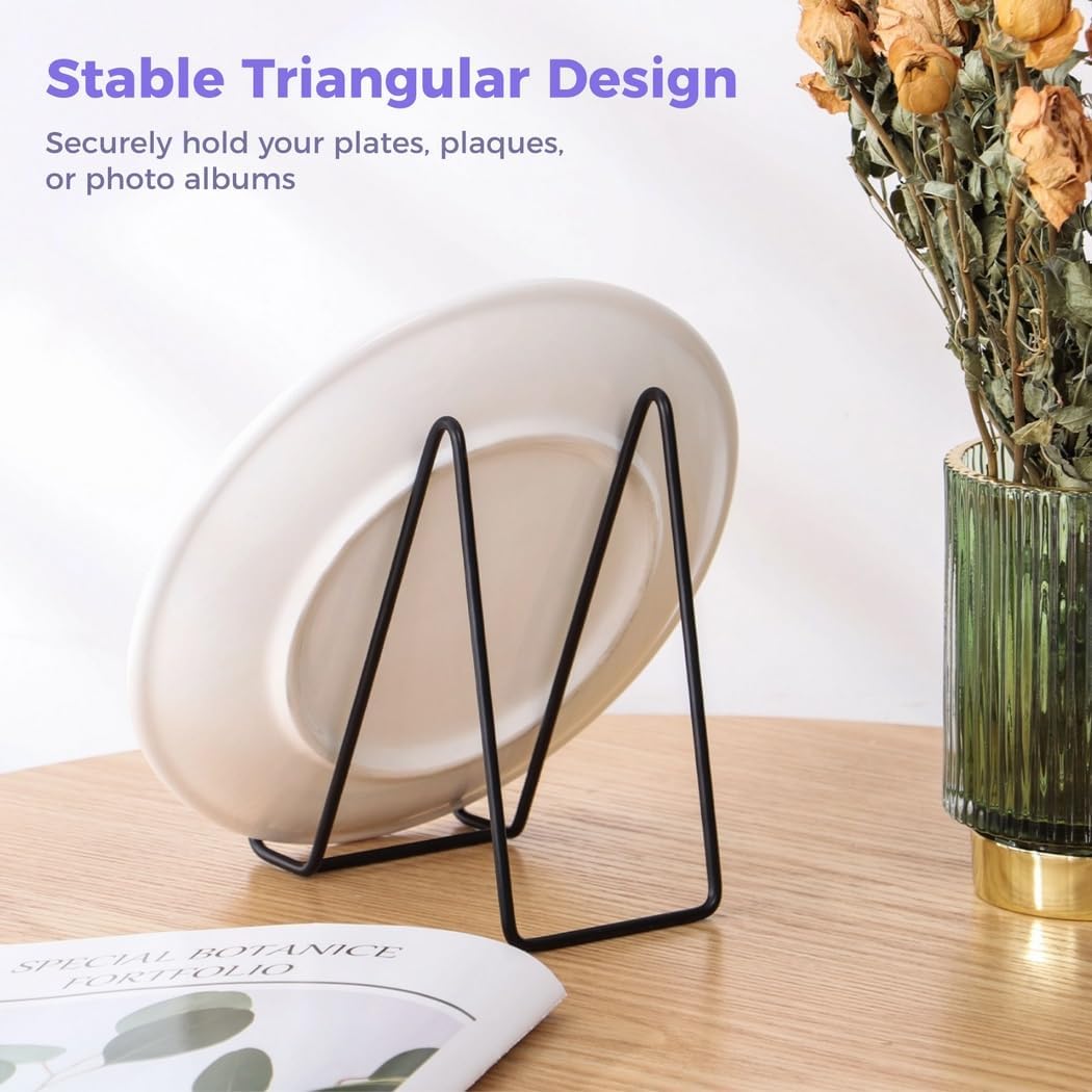 10-Pack Metal Plate & Photo Display Stands, Simple Tabletop Holders For Artworks, Books, Plates, And More