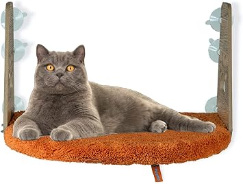 PUGALO Cam Yata  Vantuzlu Kedi Cam Yata  Pugalo Vantuzlu Yatak Turuncu