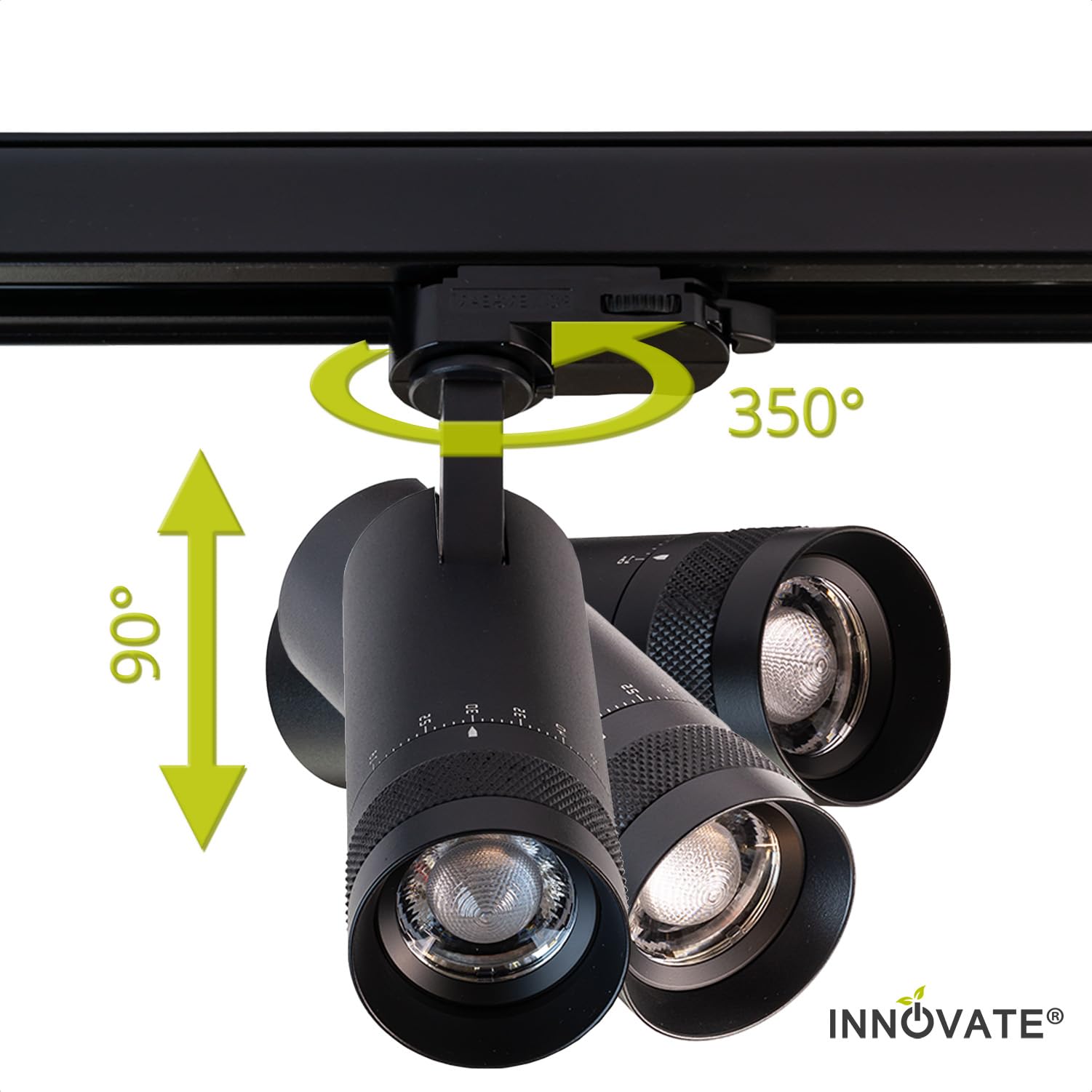 INNOVATE Faretto LED a 3 fasi, focalizzabile, 8 W, 20-55°, 4000 K, 3 fasi, colore nero, faretto a binario a LED, 3 fasi, orientabile, NW