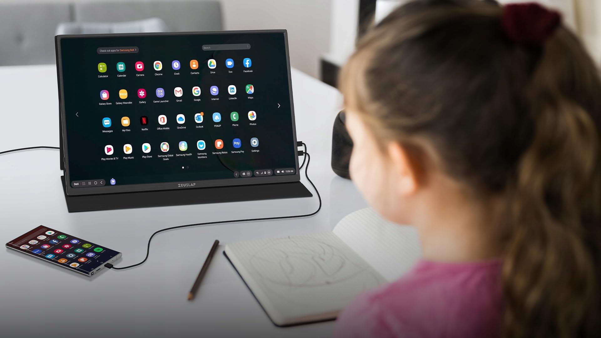 ZEUSLAP Z14 Lite Pro Monitor Przenośny Dotykowy 14" 1920x1080 IPS LCD 16:10 HDR USB-C Mini HDMI Dodatkowy Ekran do Laptopa Smartfona Konsoli Pracy Rozrywki VESA 75x75 Głośniki