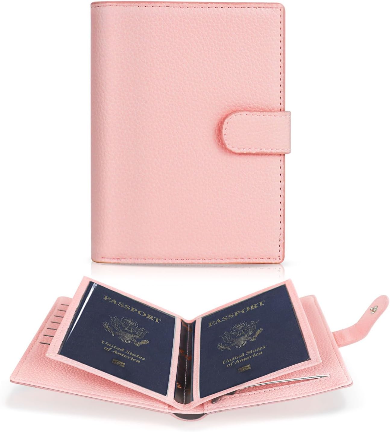 FuninCrea Passport Wallet with 22 Card Slots, Faux Leather Passport Holder for Travel Portable Travel Wallet for Women and Men (Black)
