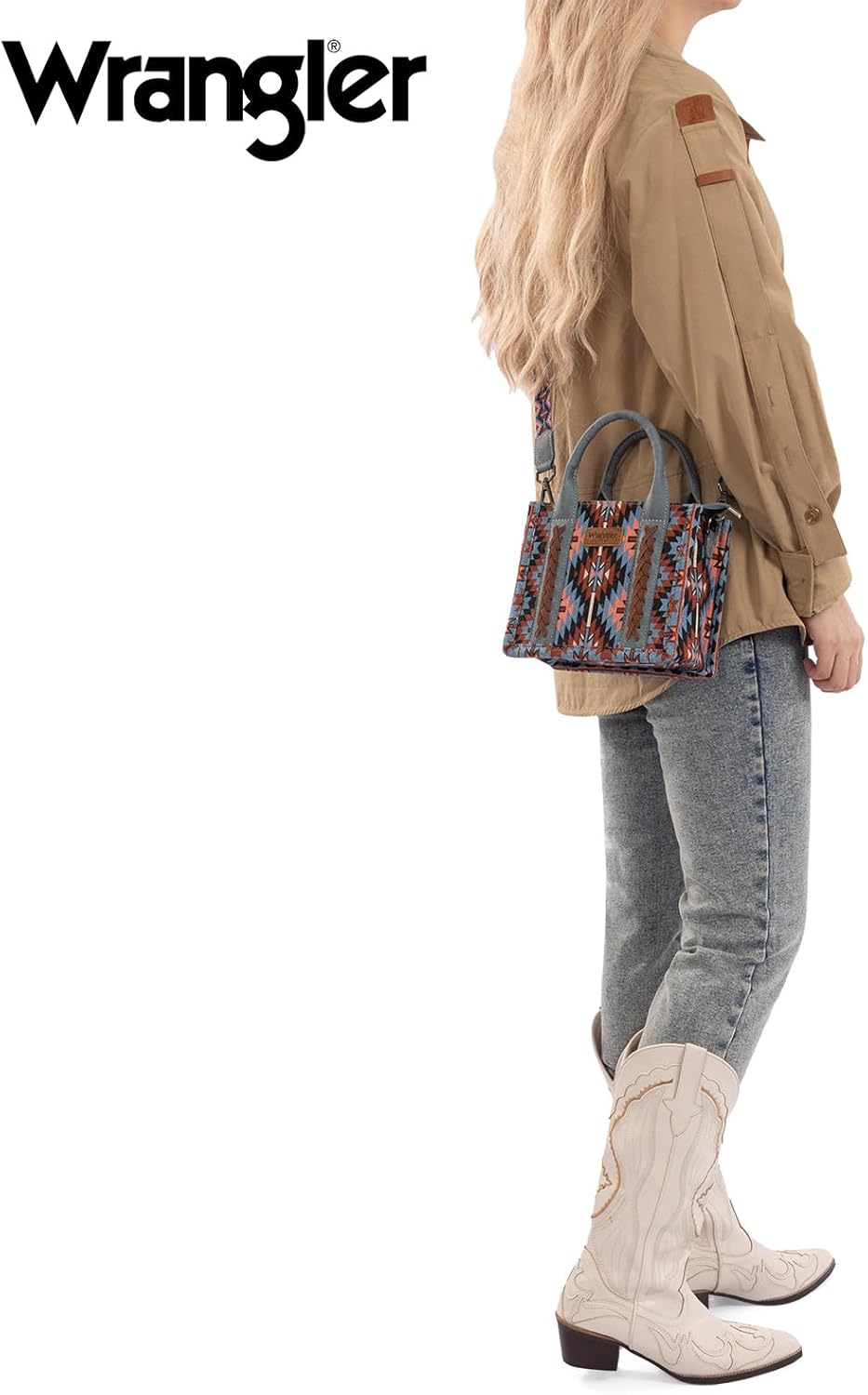 Montana West x Wrangler Mini Tote Bag for Women Small Western Crossbody Purse Aztec Top Handle Handbags - Image 4