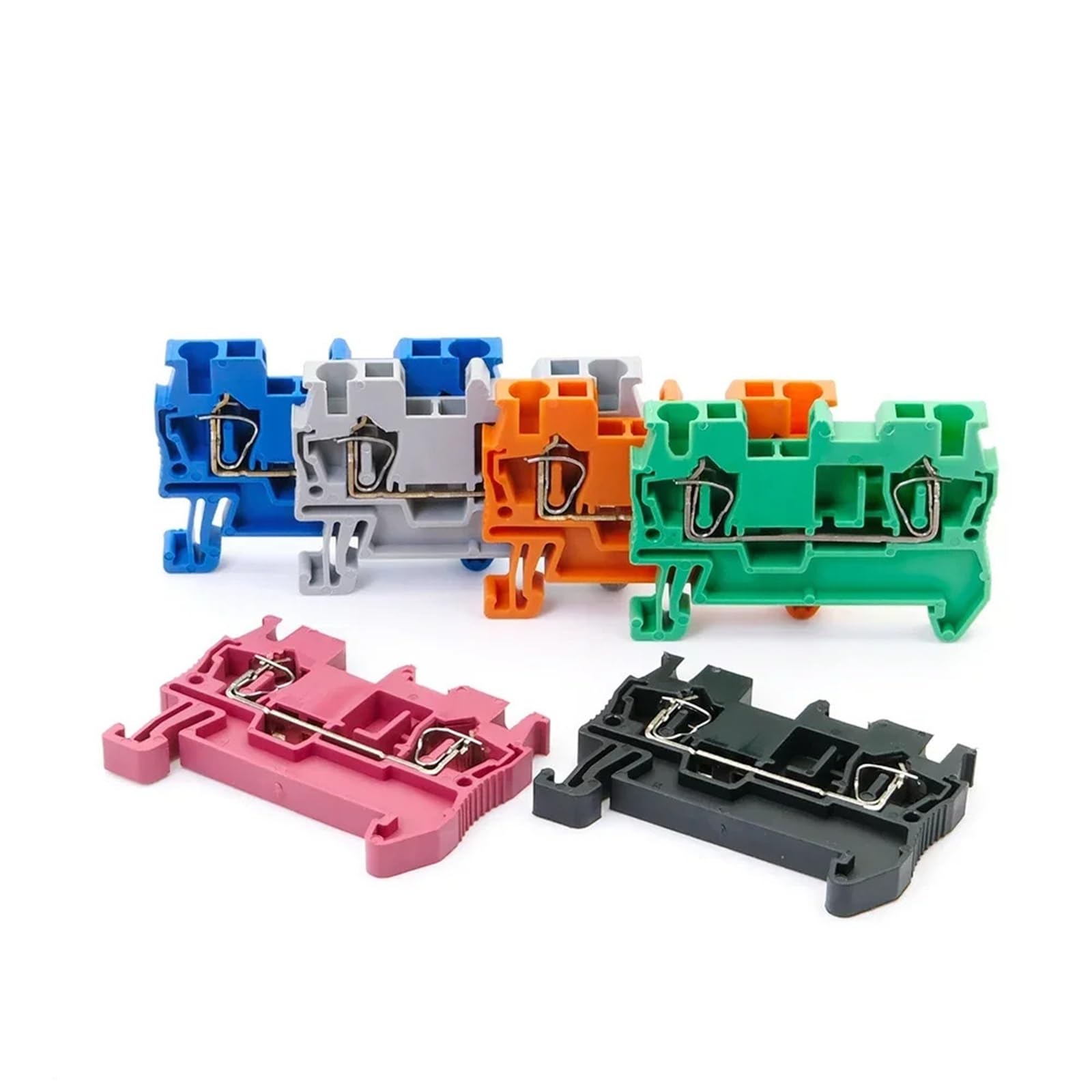 Morsettiera a molla for guida DIN da 100 pezzi ST-2.5 Connettore a molla con collegamento a trazione, filo di rame senza viti, conduttore ST2.5(Blue)