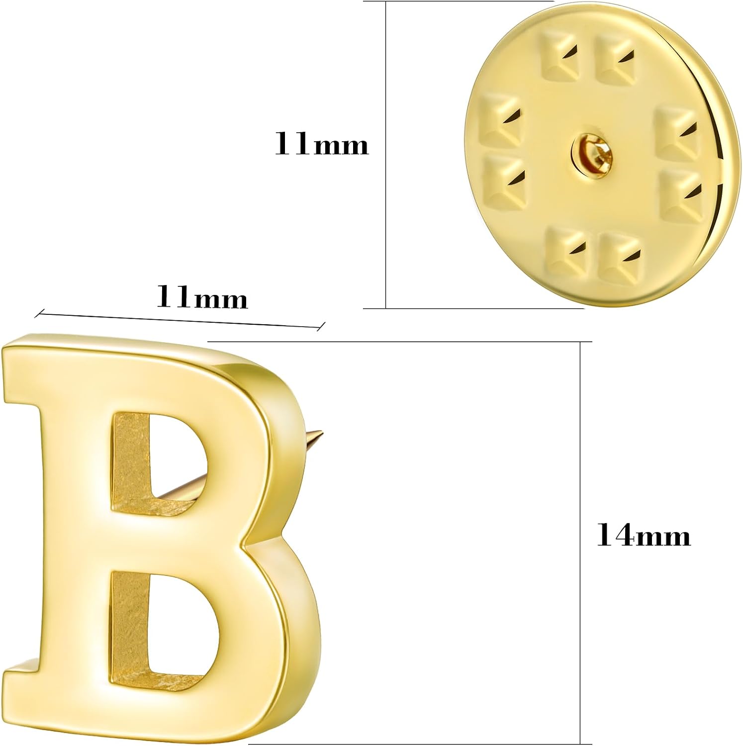 Initial Lapel Pin for Men Women, Brooch Pins for Men Suits, Metal Button Pins in 18K Gold and Silver Tone. image 3