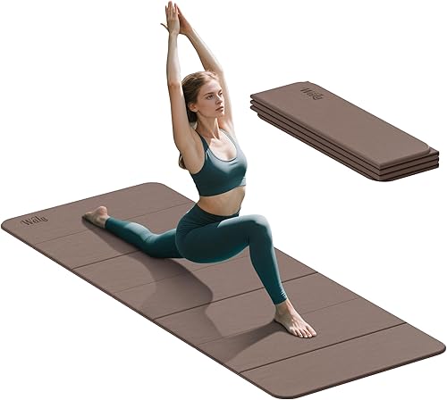 Tapete de yoga plegable grande para pilates, equipo de pilates no tóxico, tapete de yoga extra grande de 75 x 32 pulgadas, diseño antideslizante y