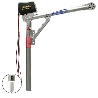 OZ Lifting Products Davit 1000 Davit Crane with 12V DC Winch, 1000-Lb. Capacity, 60in. Height, Model# OZ1000DAV-DCW