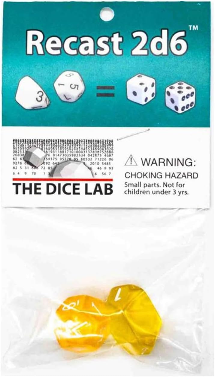 Dice Lab, The Recast 2d6 - Black w/White (2)