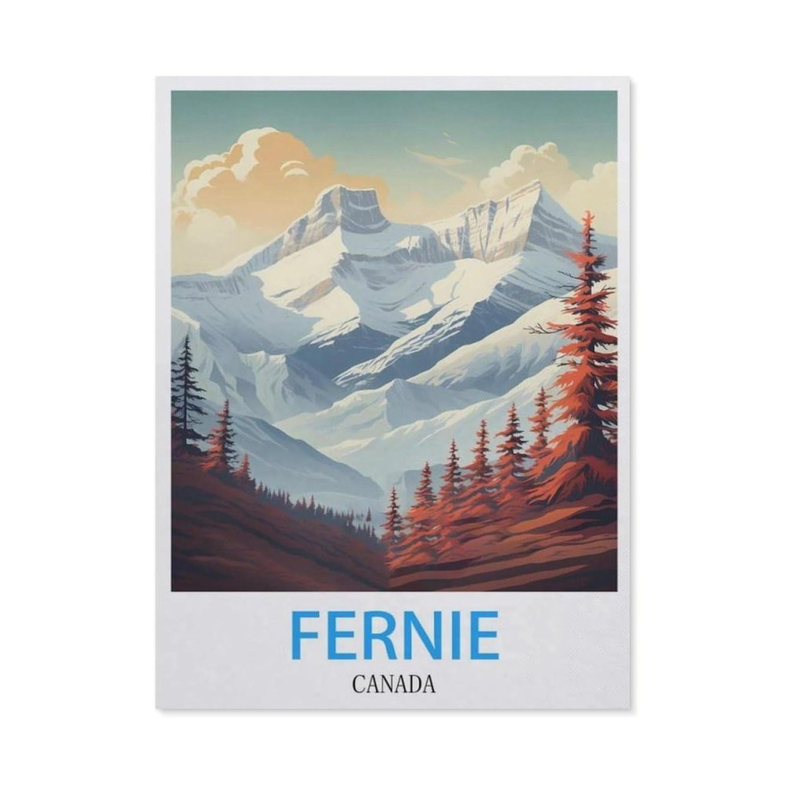 BEAYODKP 5D Diamond Painting Set for Adults and Children，Fernie Canada Vintage Travel Posters，DIY Diamond Crystal Rhinestone Embroidery Painting（30 x 40 cm/11.81 x 15.74 inches）-BW64