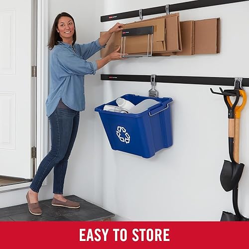 Miniatura 10 de Rubbermaid Garage Fasttrack - Papelera de reciclaje montada en la pared, soporta hasta 50 libras, color azulníquel satinado, para el hogar y el