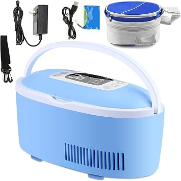 Mini Portable Insulin Reefer Cold Storage Box,Portable Car Refrigerated Travel Case Keeping Cooling 2-8C,Battery Working 8 Hours, USB Mini Medicine Refrigerator, for Diabetic