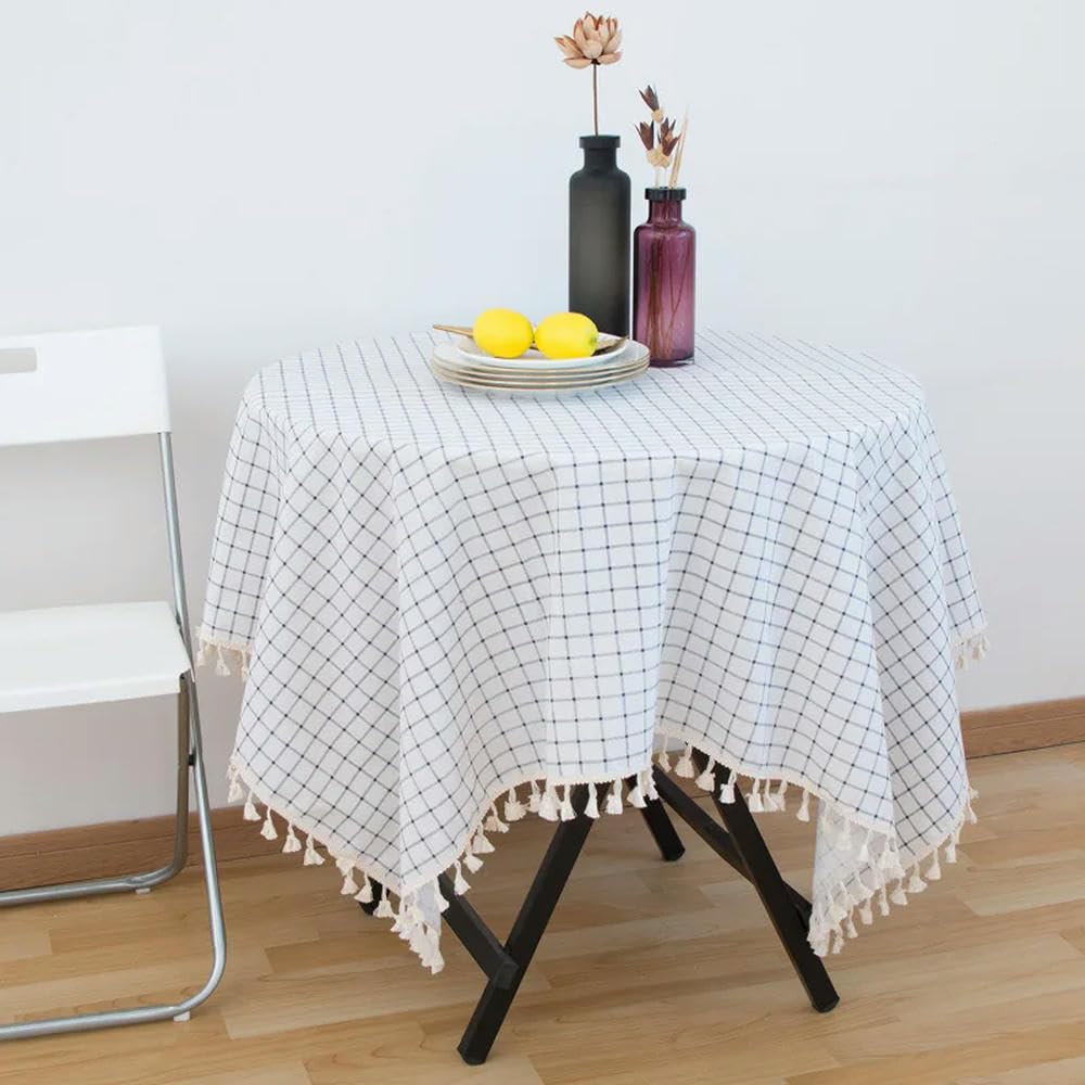 Mantel Rectangular con Borde de Borla Japonesa de Lino y algodón de 60~300 cm Mantel de Toalla de Mesa de Cocina decoración de Toallas de Mesa de café para el hogar