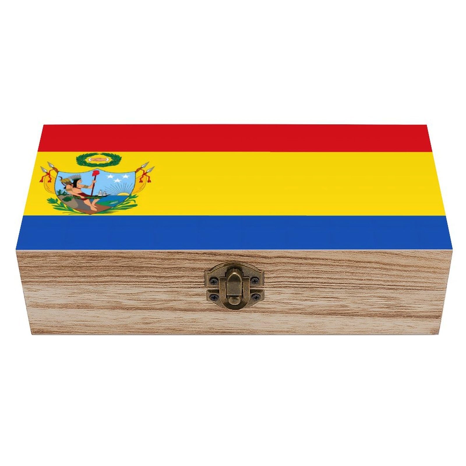 Cgsbngha Style Flag Of Gran Colombia Wooden Storage Boxes With Lid Memory Box Decorative Organiser For Office And Home
