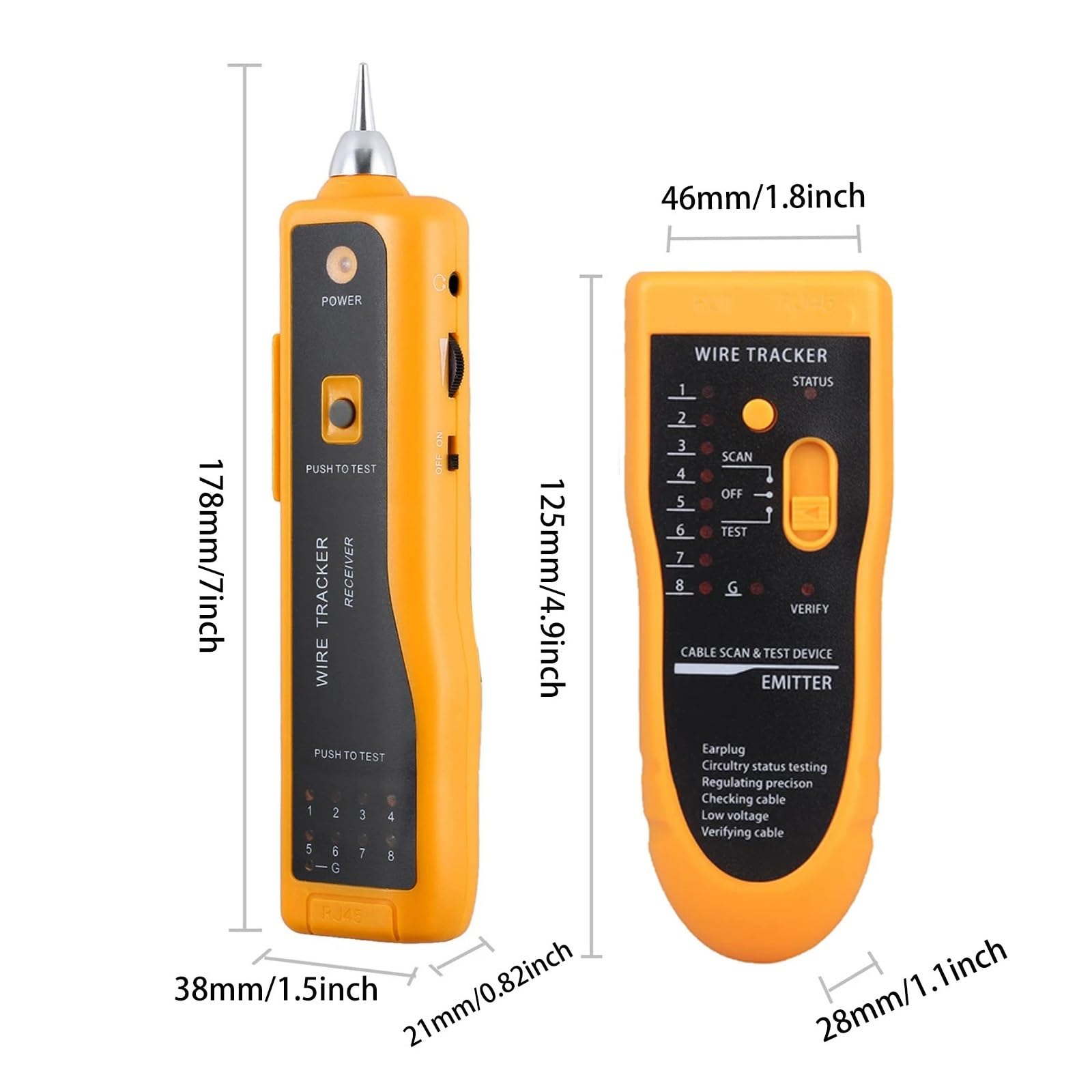 Tester kabli sieciowych LAN Lokalizator przewodów telefonicznych Diagnostyka tonów dla STP UTP Cat5 Cat6 RJ45 RJ11 linii detektora Testy transmisji(Rood)