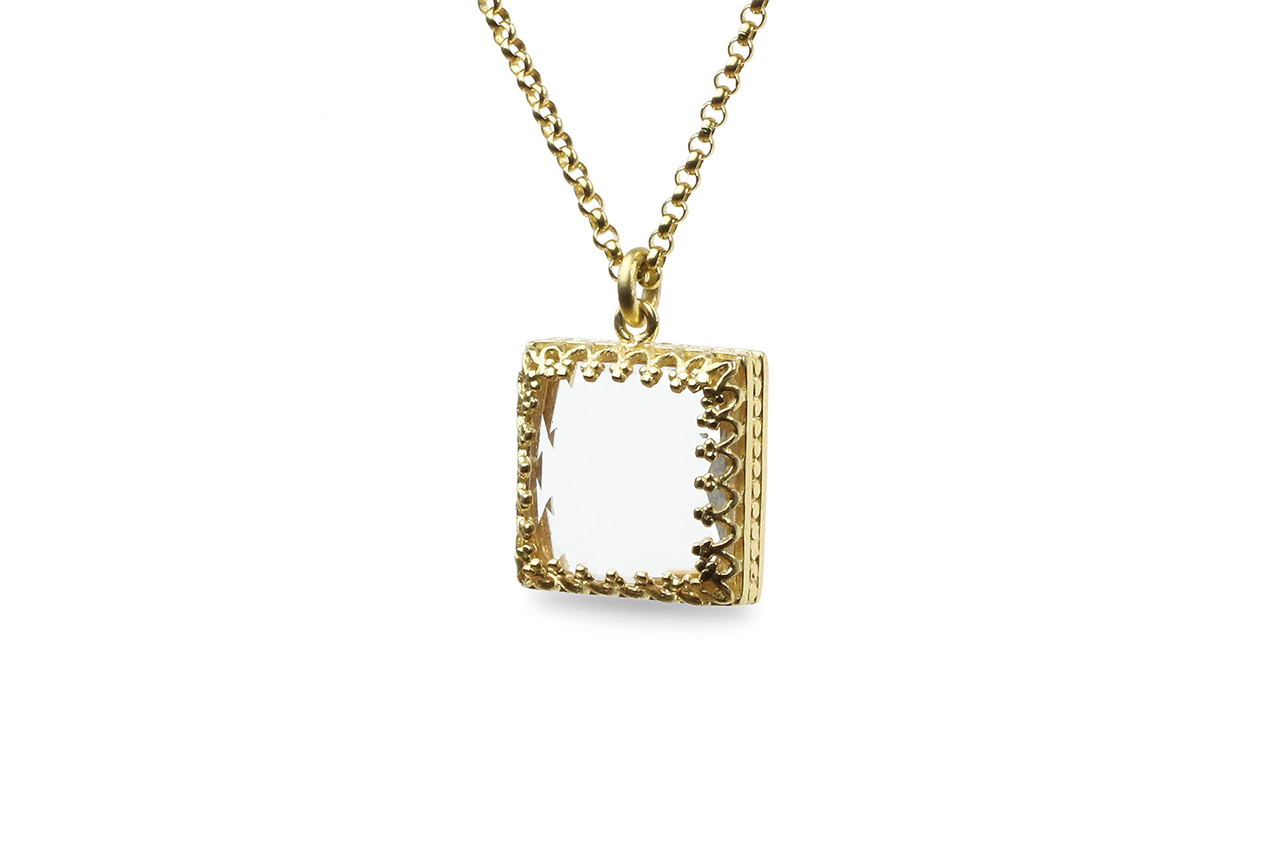 Collar Sencillo Cuarzo Claro en Oro - Collares Colgantes Cadena Clásicos para Mujeres - Collar Piedras Preciosas Hecho a Mano, Collar Moda, Collar para el Día a Día - Longitud Cadena Personalizable