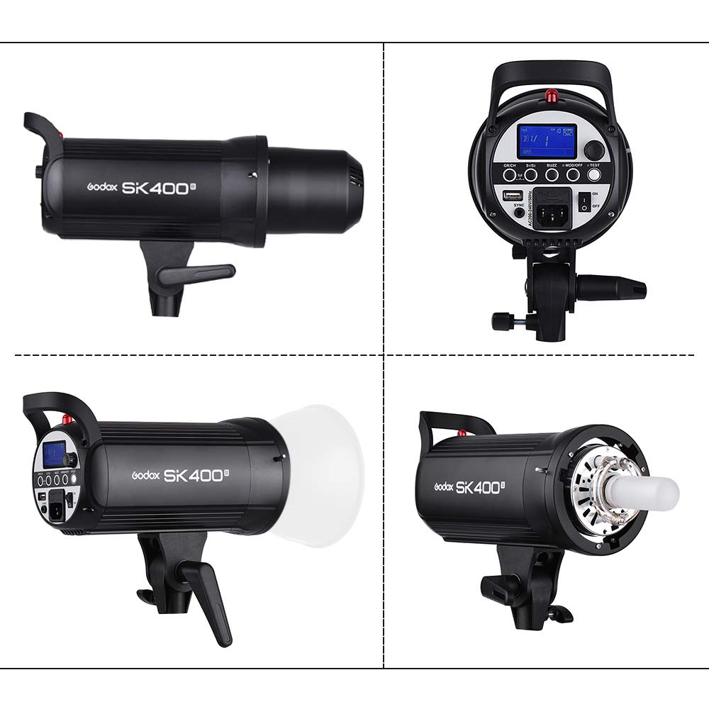 Godox SK400II 400Ws Studio-Blitzlicht Eingebautes 2.4G Wireless X-System GN65 5600K mit 150W Modellierlampe