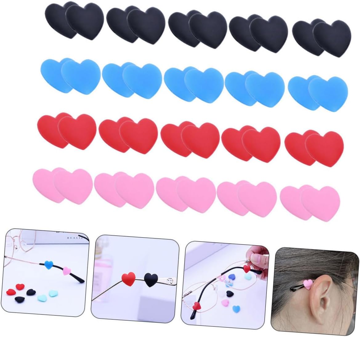 COLLBATH 20 Pairs Anti-Slip Silicone Eyeglass Ear Hooks Glasses Holders for Adults and Boys and Girls Glasses Grip Retainers for Secure Fit Universal Eyewear Accessories