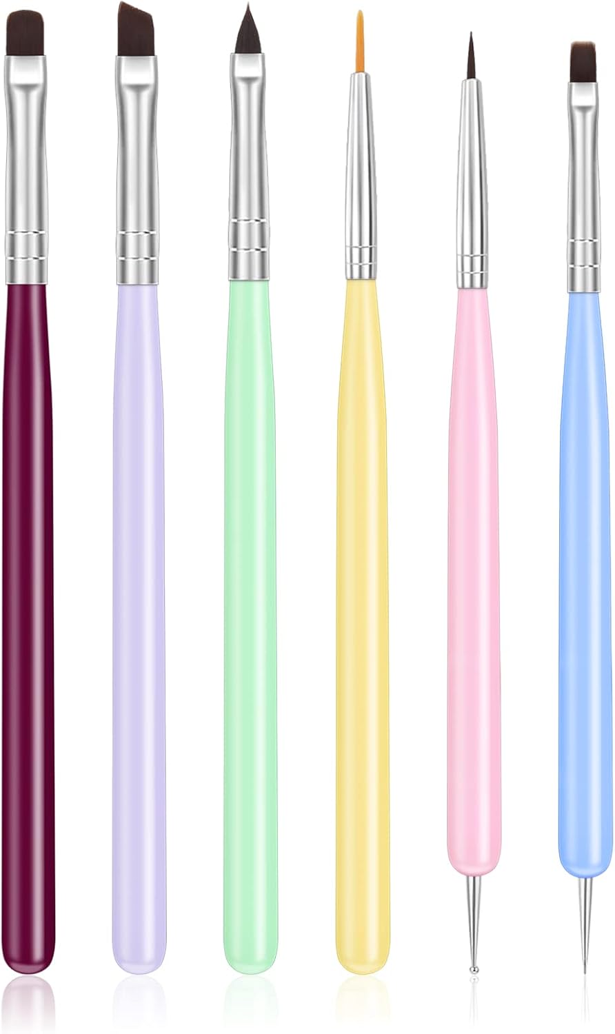 URAQT Nail Art Brushes Set, 6PCS Acrylic Nail Brush, Nail Art Pens