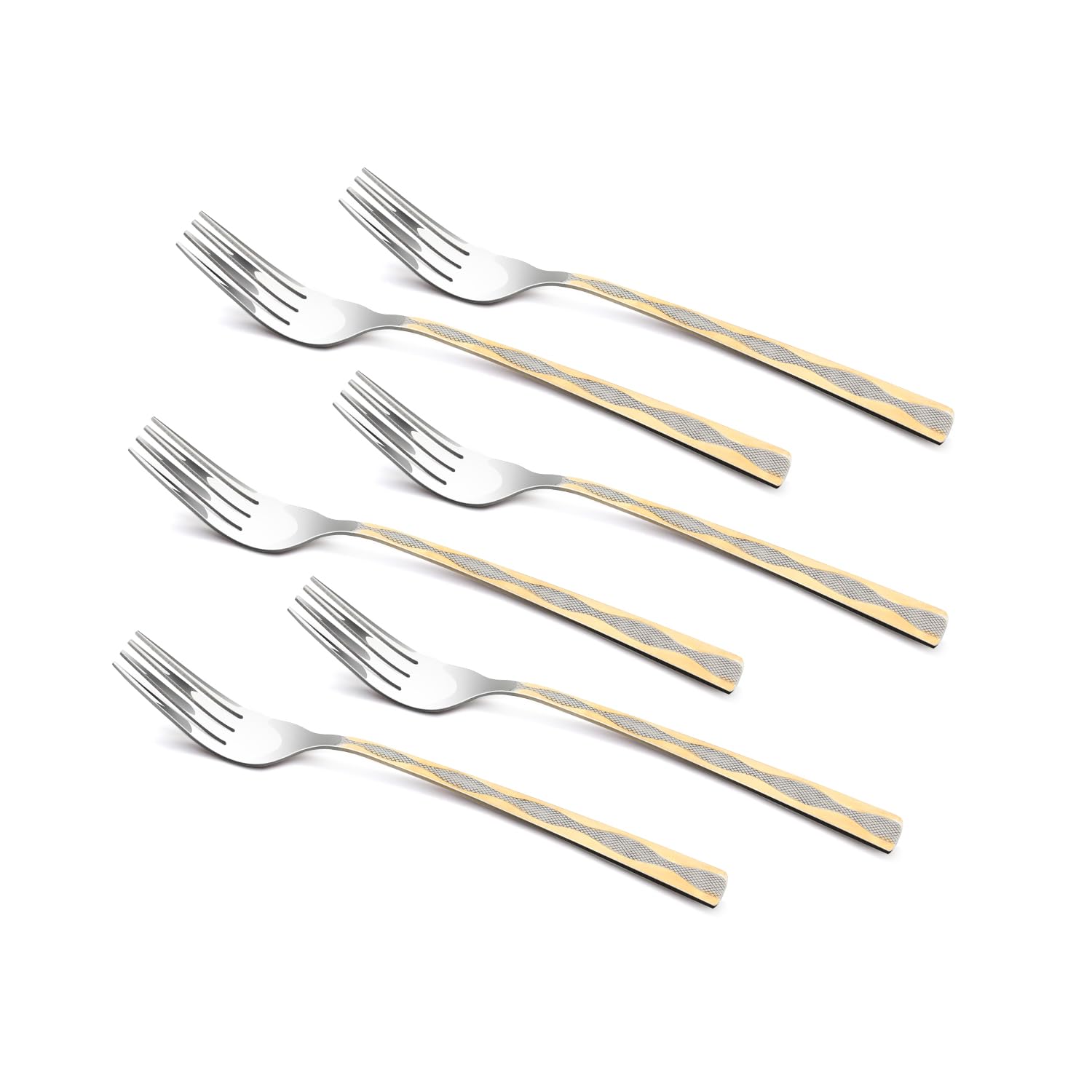 Bergner BE Essentials Tosca Stainless Steel 6 Pcs Baby Fork Set, 15.7cm Long Fork, 24k Gold Plating Premium Baby Forks, Food Grade Safe, Easy to Clean, 1.8mm Thickness - Silver/Golden-image-20