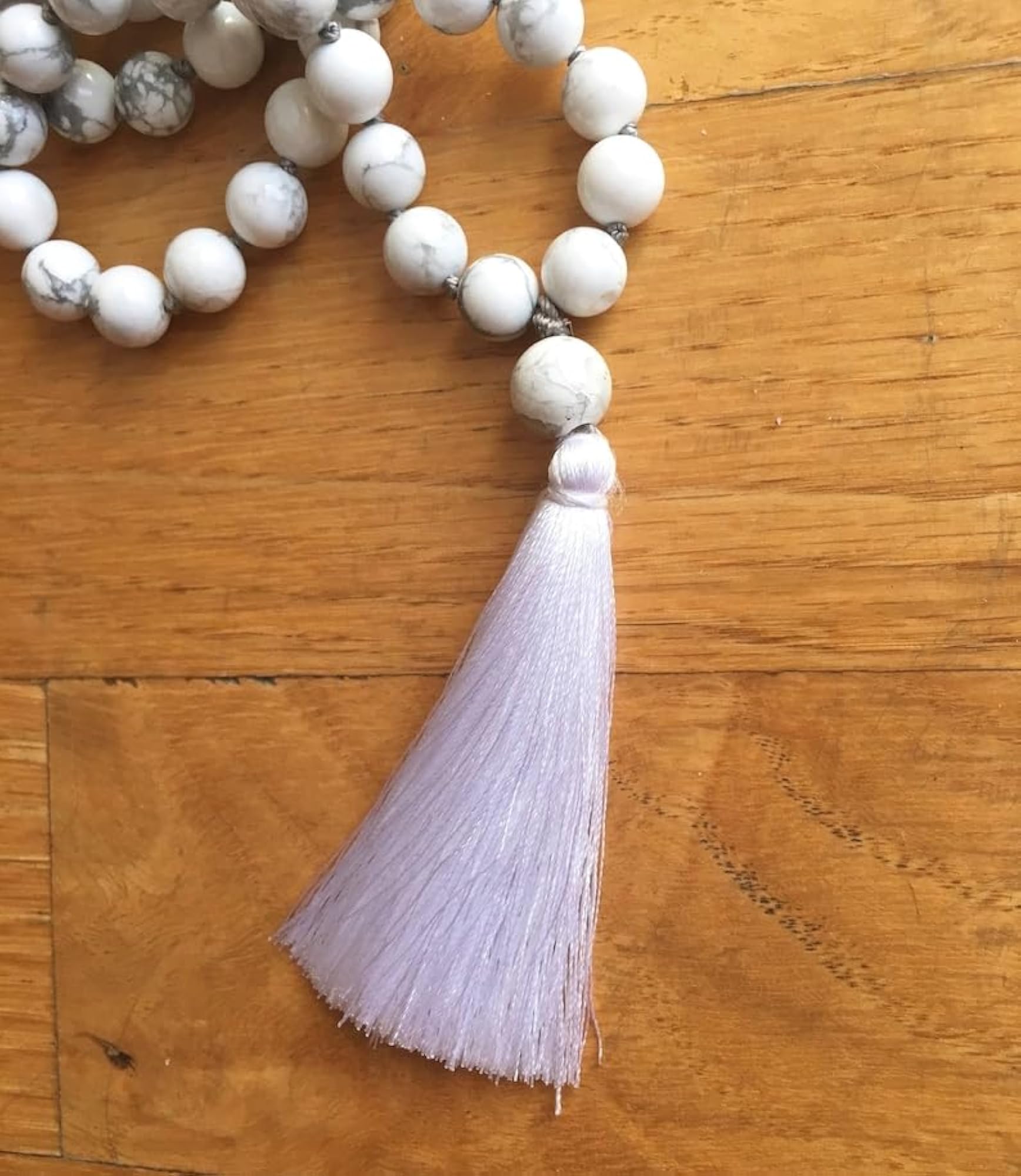 Natural Howlite 6MM Beaded Handmade Prayer Mala Necklace