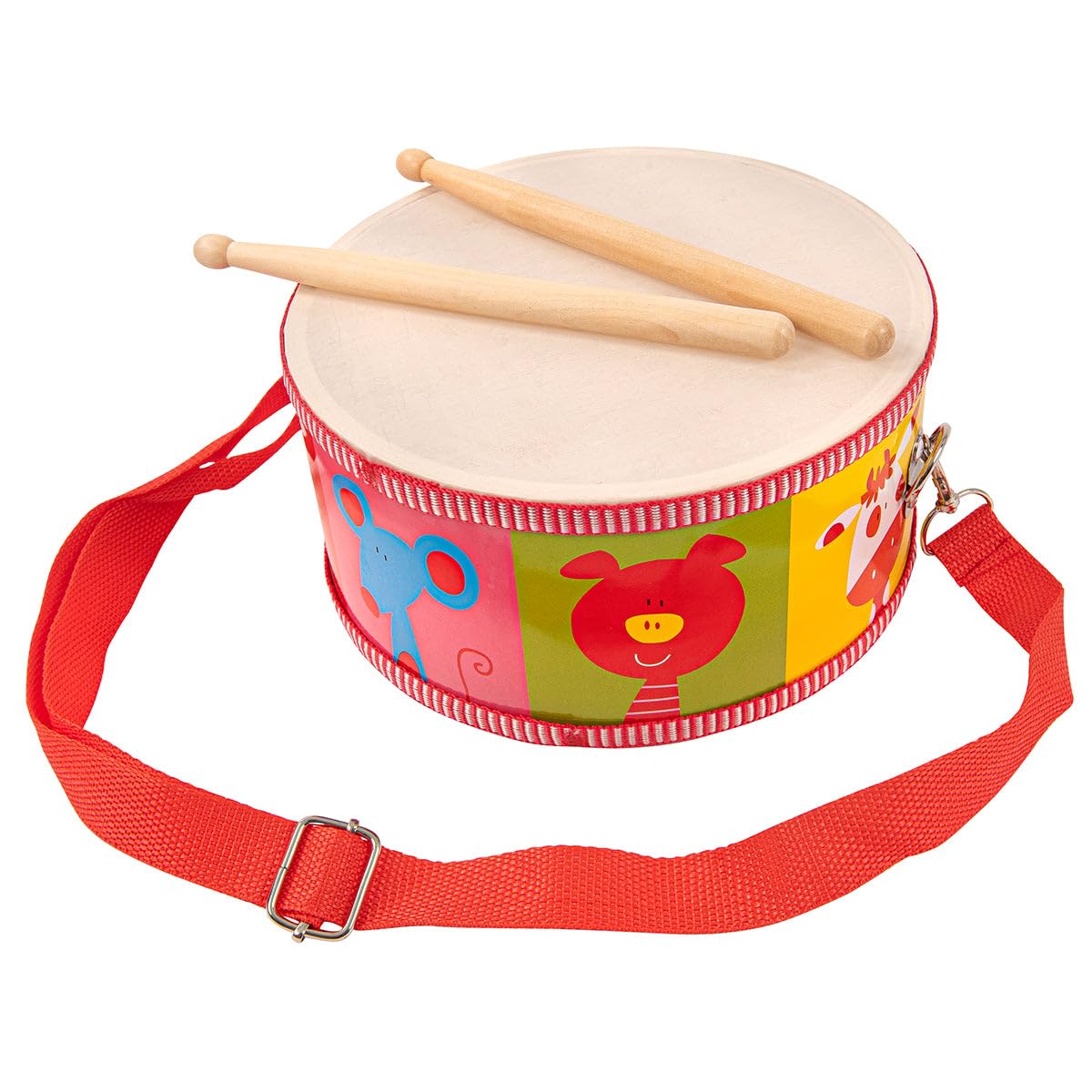 PP EARLY YEARS WOODEN DRUM - ANIMALS, Natural